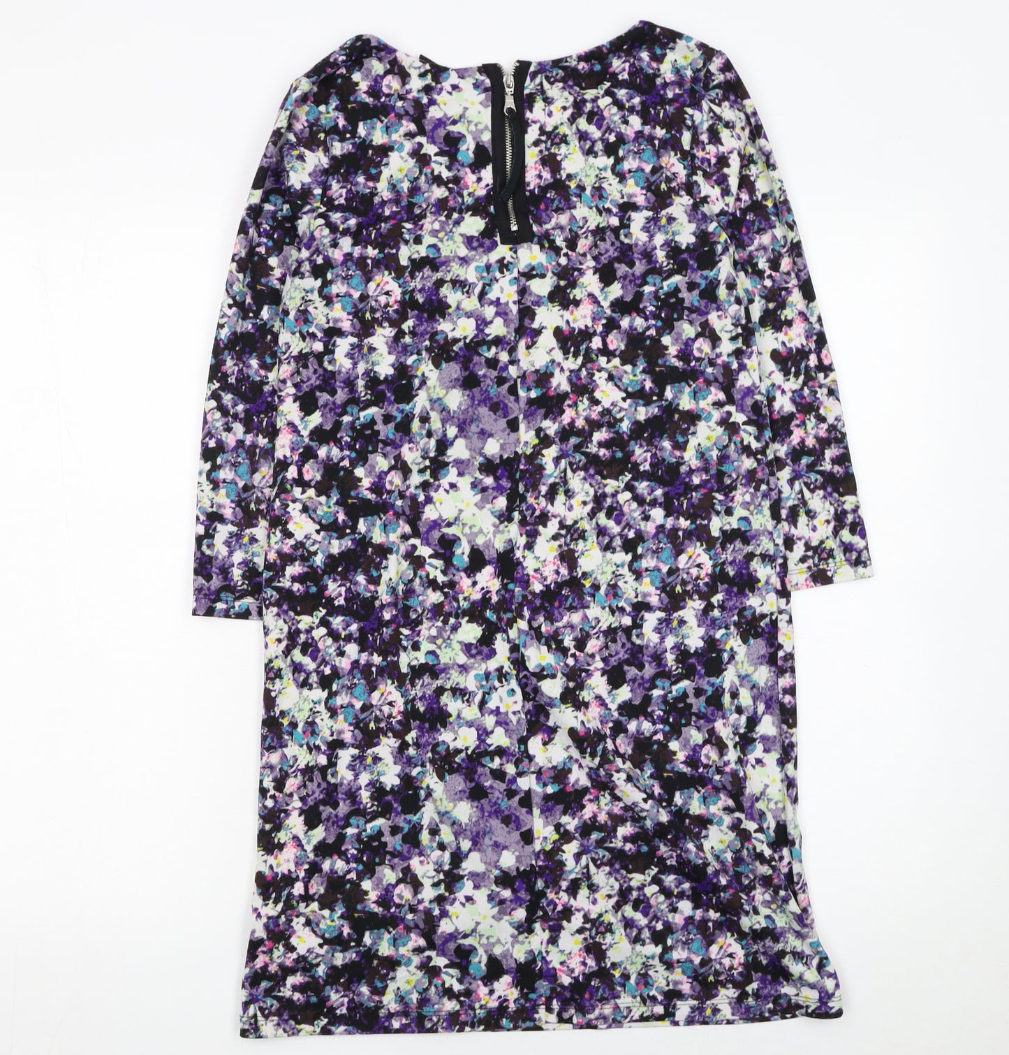 H&M Women’s Multicoloured Floral Shift Dress XS 3/4 Sleeve