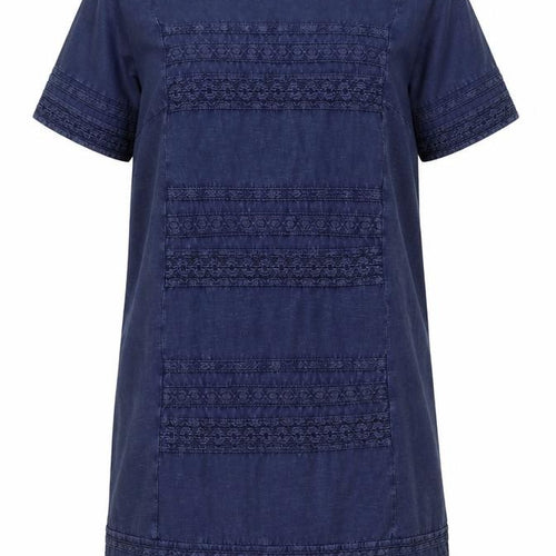 White Stuff Women’s Blue Cotton Shift Dress Size 14 Short Sleeve