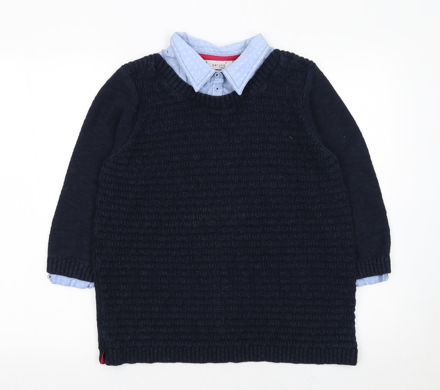 Marks and Spencer Women’s Blue Collared Knit Jumper Size 16