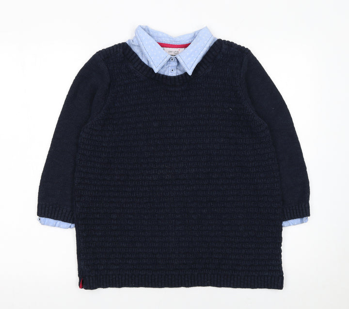 Marks and Spencer Women’s Blue Collared Knit Jumper Size 16