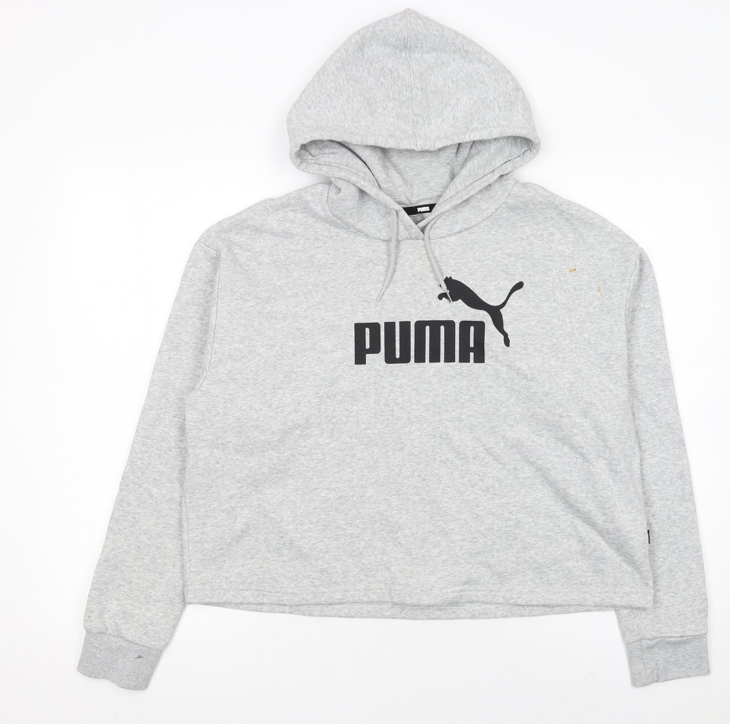 Puma Womens Grey Hoodie Pullover Medium Logo Cotton Blend