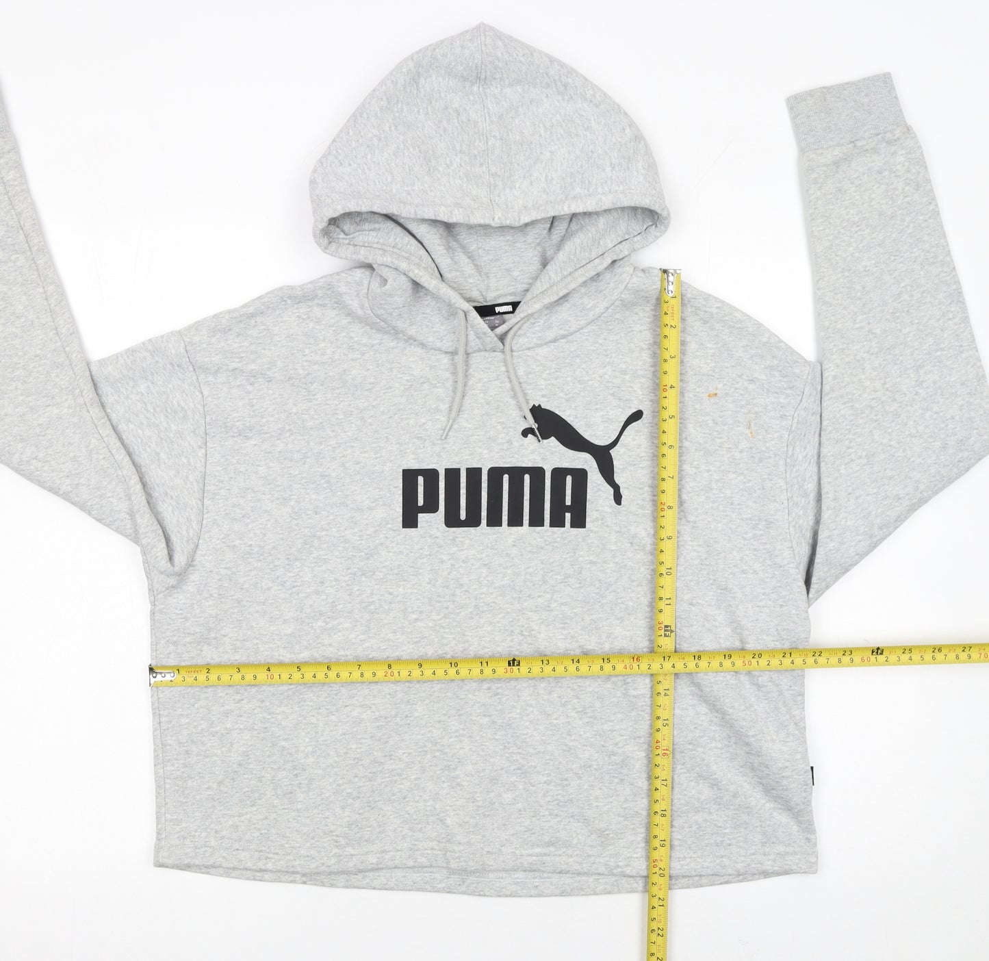 Puma Womens Grey Hoodie Pullover Medium Logo Cotton Blend
