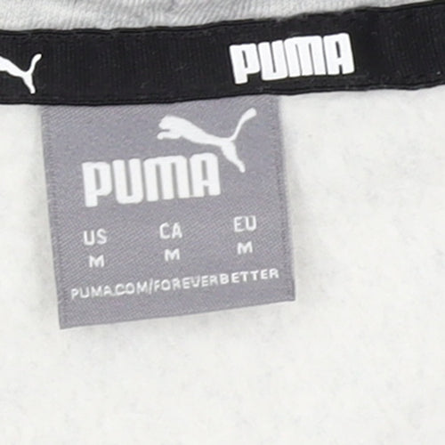 Puma Womens Grey Hoodie Pullover Medium Logo Cotton Blend