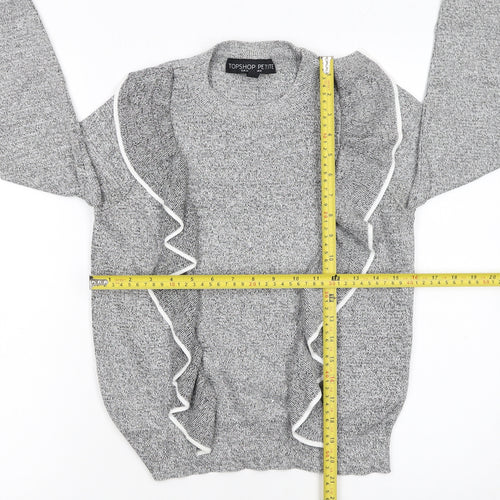 Topshop Petite Grey Ruffle Knit Women's Jumper Size 8