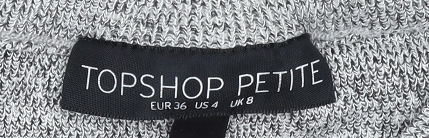 Topshop Petite Grey Ruffle Knit Women's Jumper Size 8