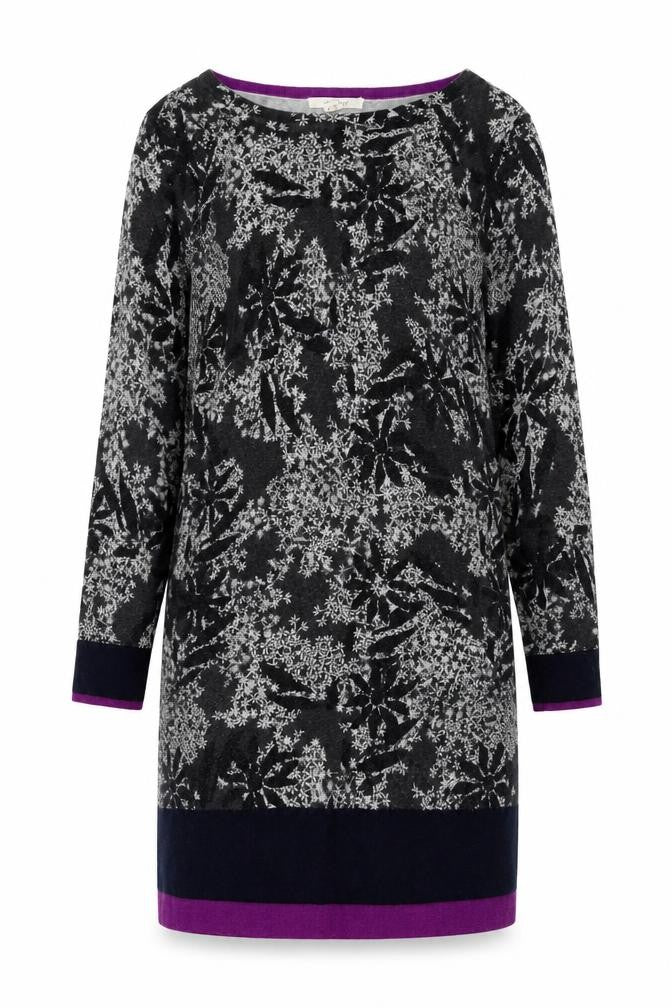 Front view of White Stuff Women's Grey Floral Knit Jumper Dress, size 8