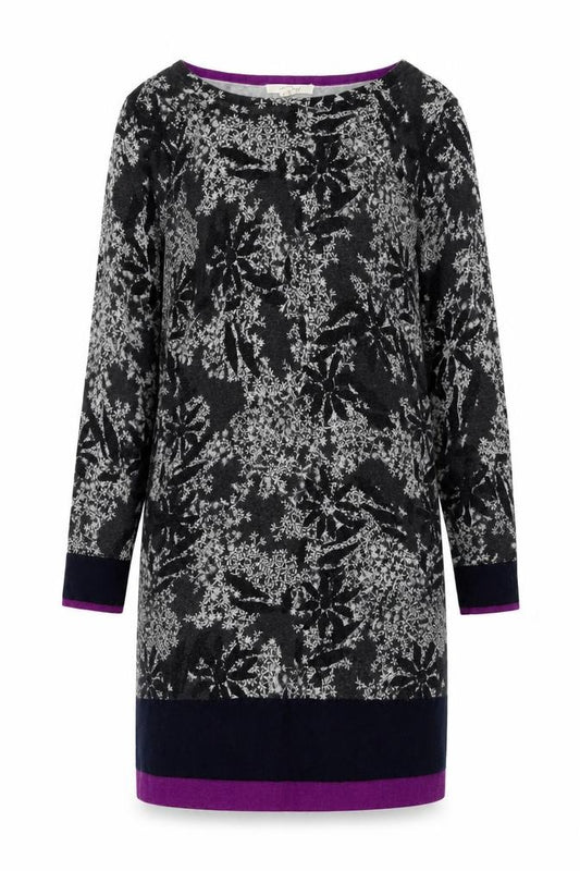 Front view of White Stuff Women's Grey Floral Knit Jumper Dress, size 8
