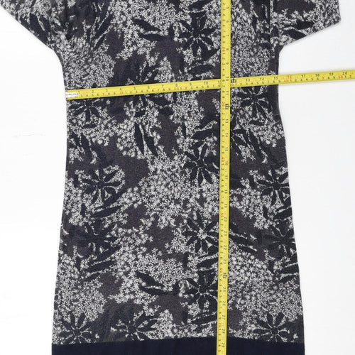 White Stuff Women's Grey Floral Knit Jumper Dress Size 8