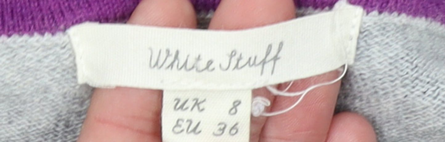 White Stuff Women's Grey Floral Knit Jumper Dress Size 8