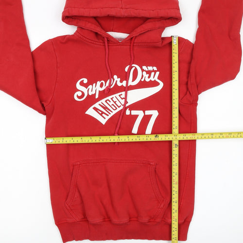 Superdry Women Red Pullover Hoodie S Cotton Blend Graphic Print