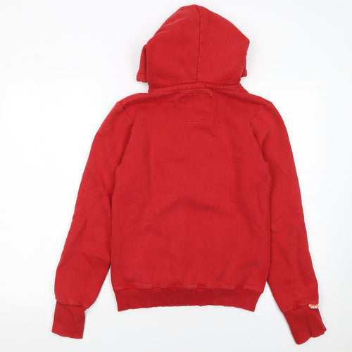 Superdry Women Red Pullover Hoodie S Cotton Blend Graphic Print