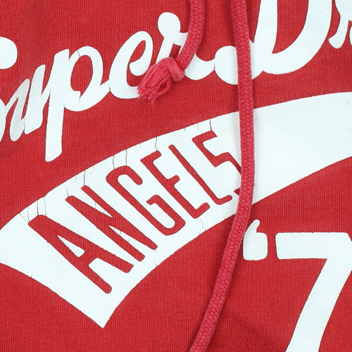 Superdry Women Red Pullover Hoodie S Cotton Blend Graphic Print