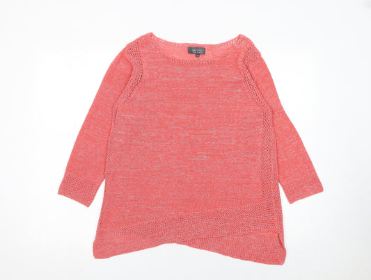 Marks and Spencer Per Una Women's Pink Open-Knit Jumper Size 14