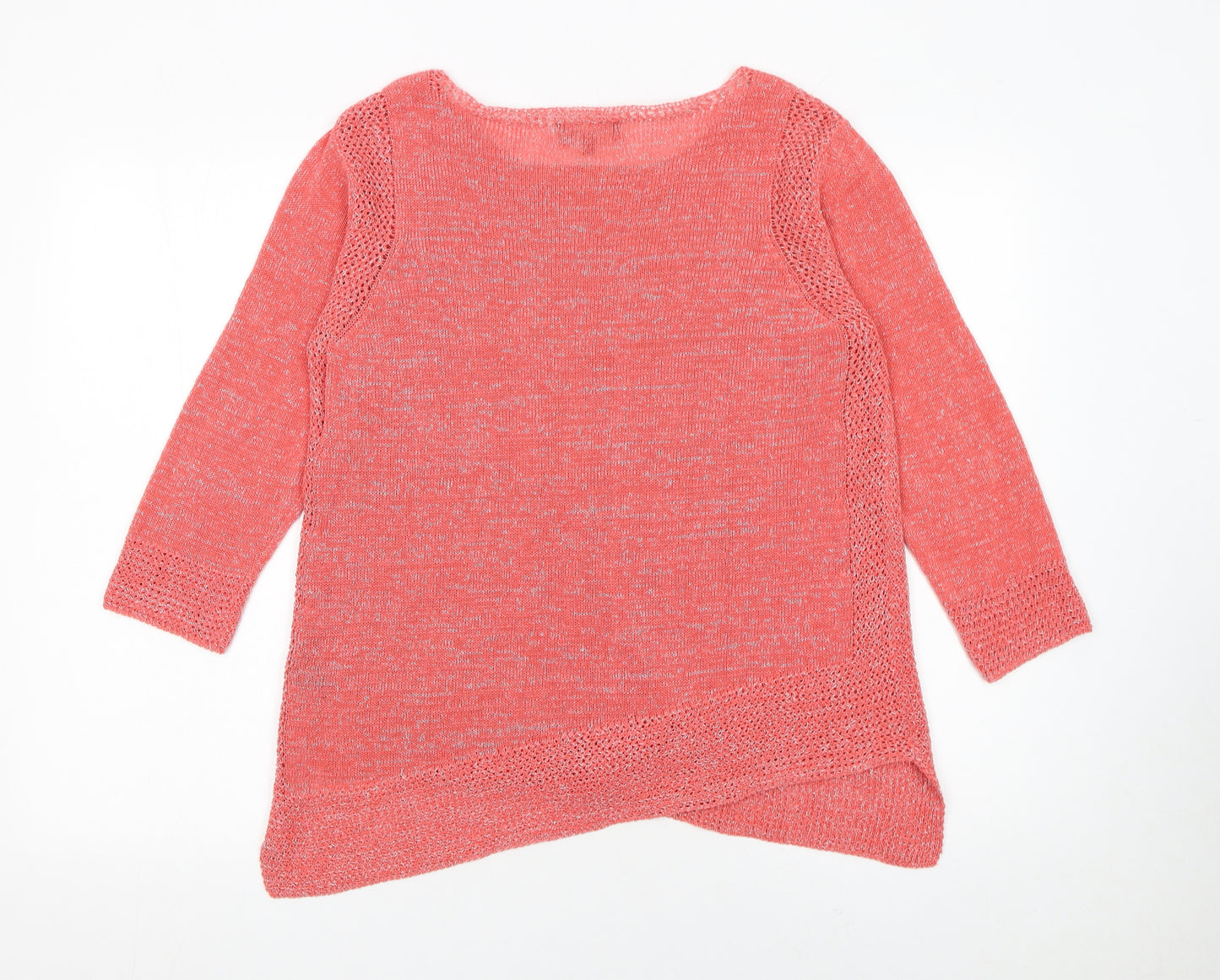 Marks and Spencer Per Una Women's Pink Open-Knit Jumper Size 14