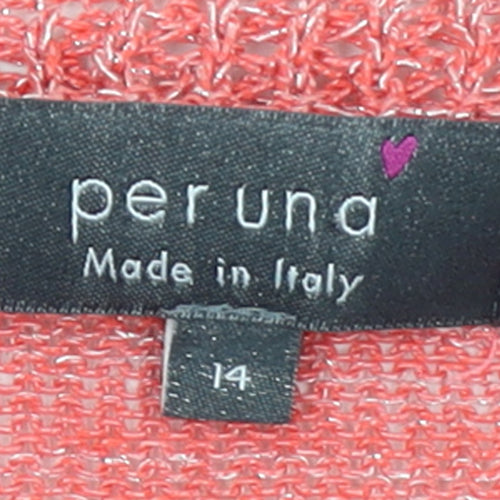 Marks and Spencer Per Una Women's Pink Open-Knit Jumper Size 14