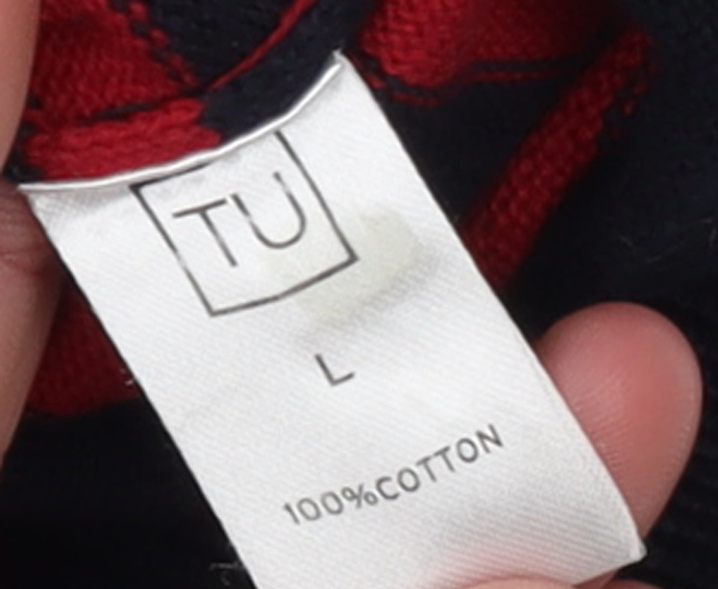 TU Men's Blue Red Striped Cotton Crew Neck Jumper Size L