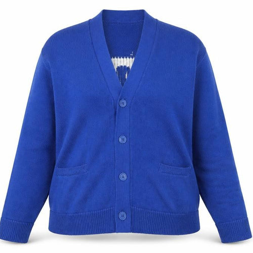 Stussy Women Blue Cotton V-Neck Cardigan S-M Knit Jumper