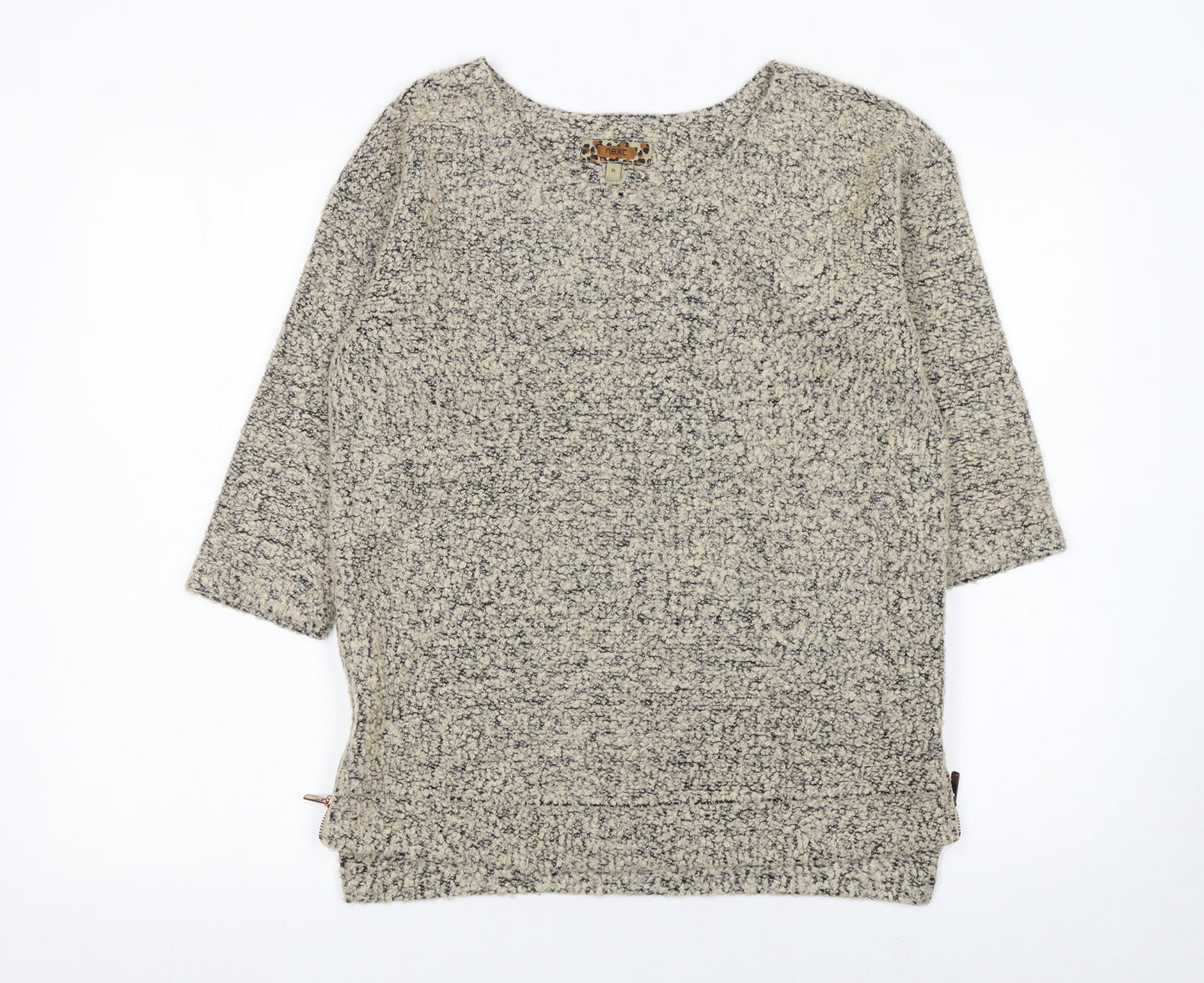 Next Womens Beige Knit Jumper UK 10 3/4 Sleeve Wool Blend