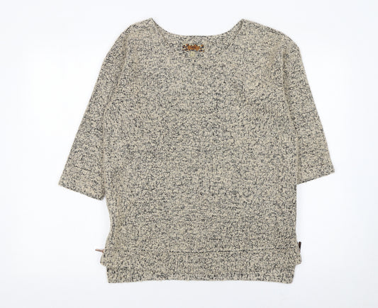 Next Womens Beige Knit Jumper UK 10 3/4 Sleeve Wool Blend