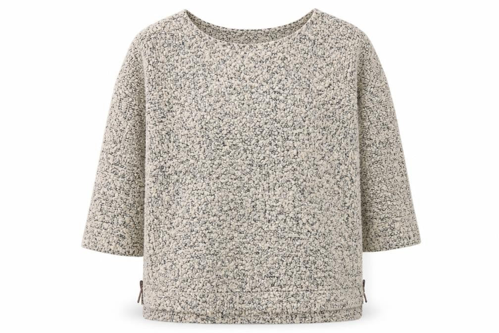 Front view of Next women’s beige knit jumper uk 10 3/4 sleeve wool blend