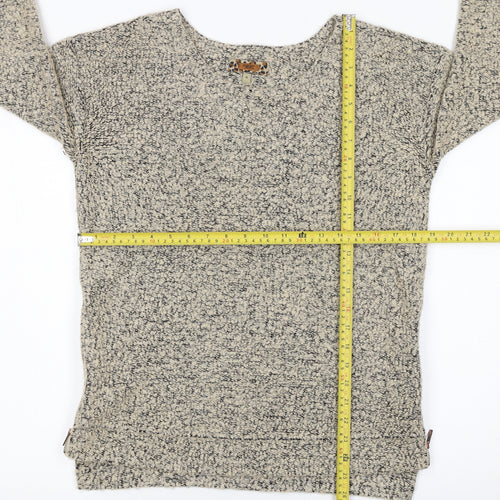 Next Womens Beige Knit Jumper UK 10 3/4 Sleeve Wool Blend