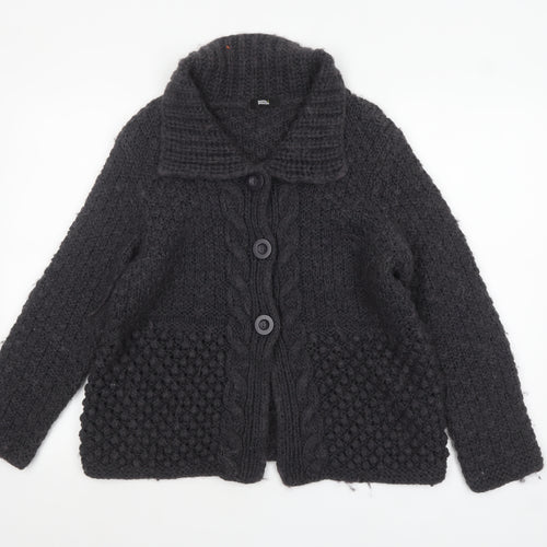 Marks and Spencer Womens Black Size 16 Chunky Knit Cardigan