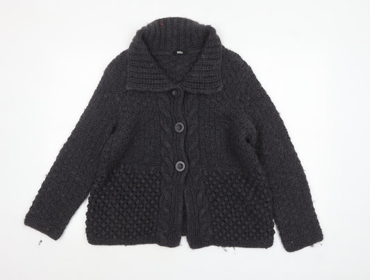 Marks and Spencer Womens Black Size 16 Chunky Knit Cardigan