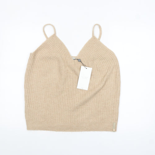 Savannah Miller for Next Womens Beige Ribbed Knit V-Neck Camisole Tank Top Size 18