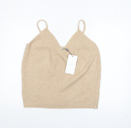 Savannah Miller for Next Womens Beige Ribbed Knit V-Neck Camisole Tank Top Size 18