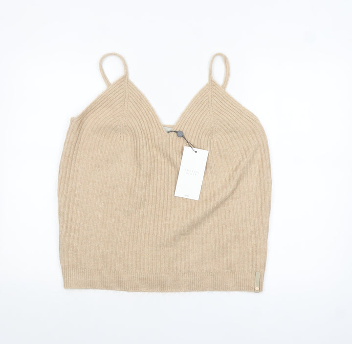 Savannah Miller for Next Womens Beige Ribbed Knit V-Neck Camisole Tank Top Size 18