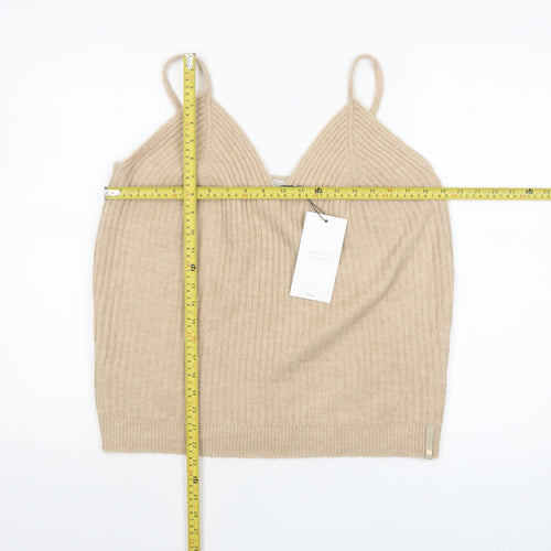 Savannah Miller for Next Womens Beige Ribbed Knit V-Neck Camisole Tank Top Size 18