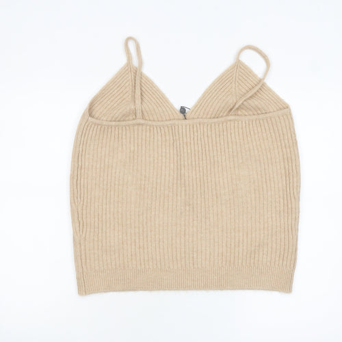 Savannah Miller for Next Womens Beige Ribbed Knit V-Neck Camisole Tank Top Size 18