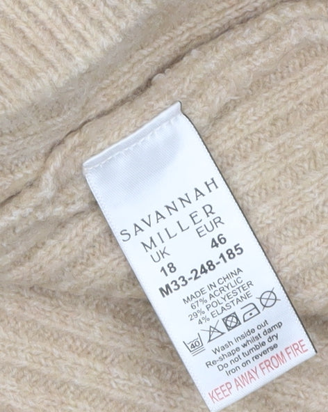 Savannah Miller for Next Womens Beige Ribbed Knit V-Neck Camisole Tank Top Size 18
