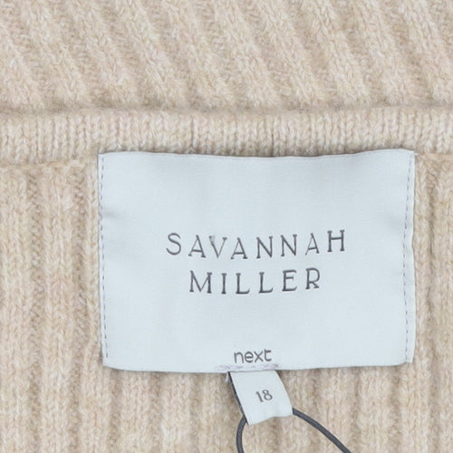 Savannah Miller for Next Womens Beige Ribbed Knit V-Neck Camisole Tank Top Size 18