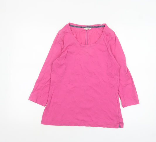 White Stuff Women's Pink 3/4 Sleeve Cotton T-Shirt UK 12