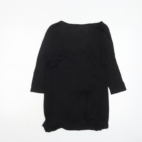 Firetrap Womens Black Wrap Blouse V-Neck 3/4 Sleeve L Modal