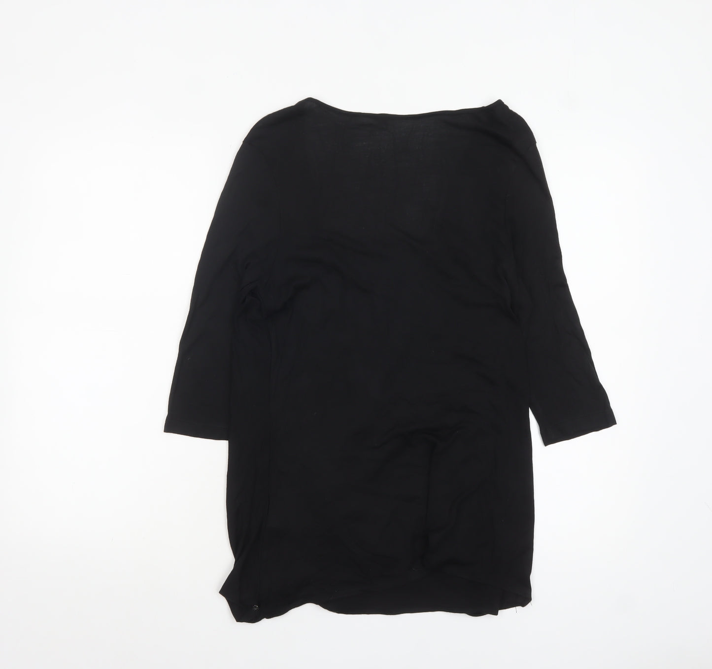 Firetrap Womens Black Wrap Blouse V-Neck 3/4 Sleeve L Modal