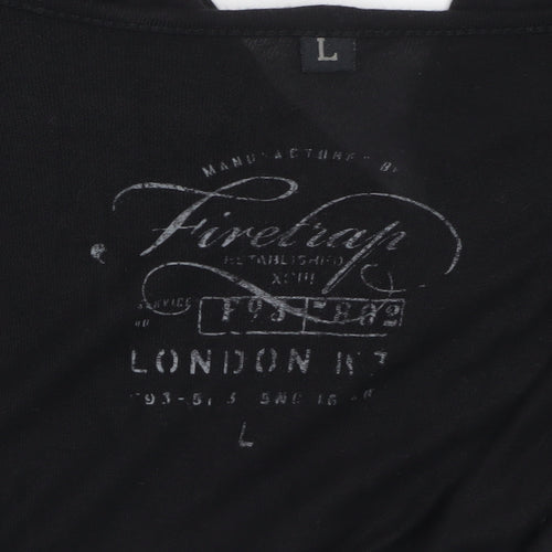 Firetrap Womens Black Wrap Blouse V-Neck 3/4 Sleeve L Modal