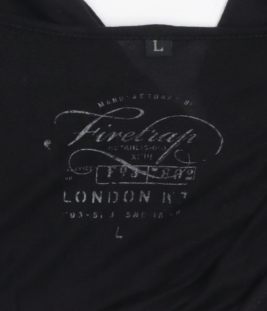 Firetrap Womens Black Wrap Blouse V-Neck 3/4 Sleeve L Modal