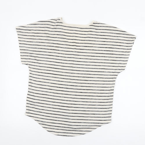 GAP Women's White Striped V-Neck Relaxed Fit T-Shirt XS