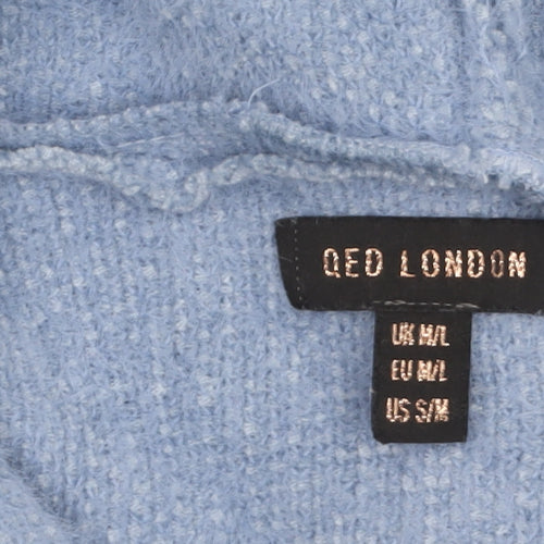 QED London Womens Blue Hooded Full Zip Knit Jumper Size M/L
