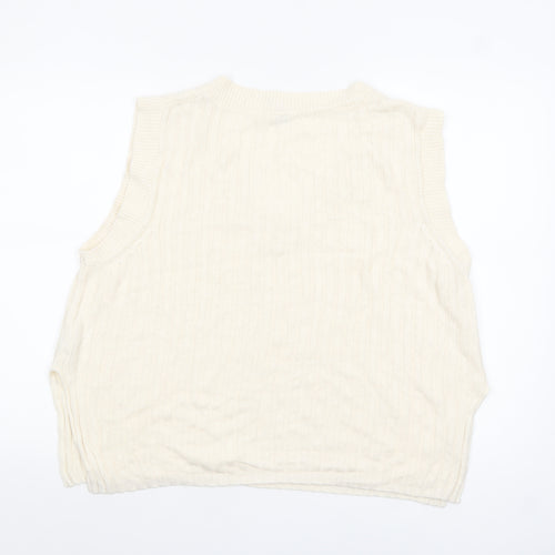 H&M Divided Women's Ivory V-Neck Sleeveless Knit Vest Size 12