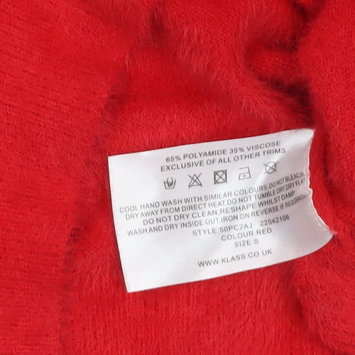 Klass Women Red Roll Neck Long Sleeve Knit Jumper Size S