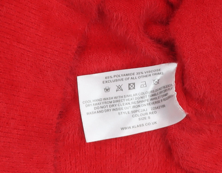 Klass Women Red Roll Neck Long Sleeve Knit Jumper Size S