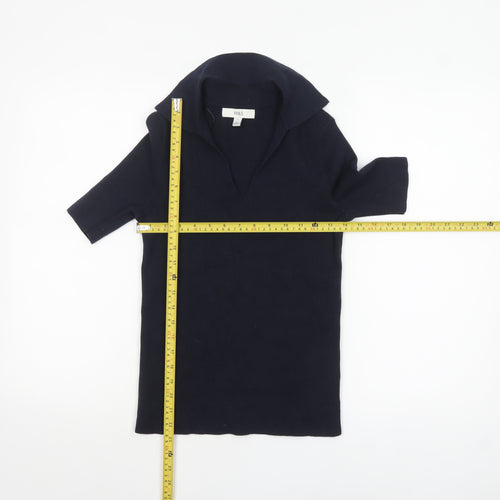 Marks and Spencer Women's Blue Knit Collared Polo Top Size S