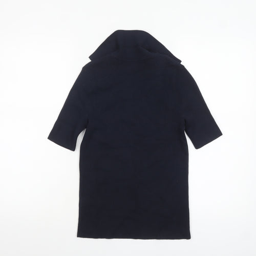 Marks and Spencer Women's Blue Knit Collared Polo Top Size S