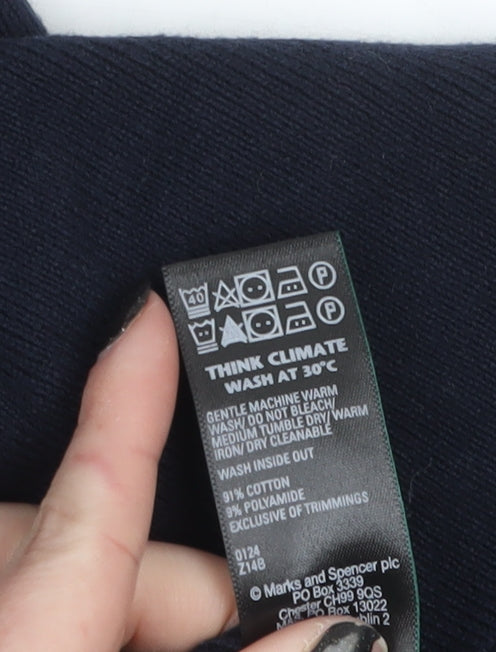 Marks and Spencer Women's Blue Knit Collared Polo Top Size S