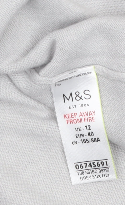 Marks and Spencer Women’s Grey Short Sleeve Pullover Jumper Size 12