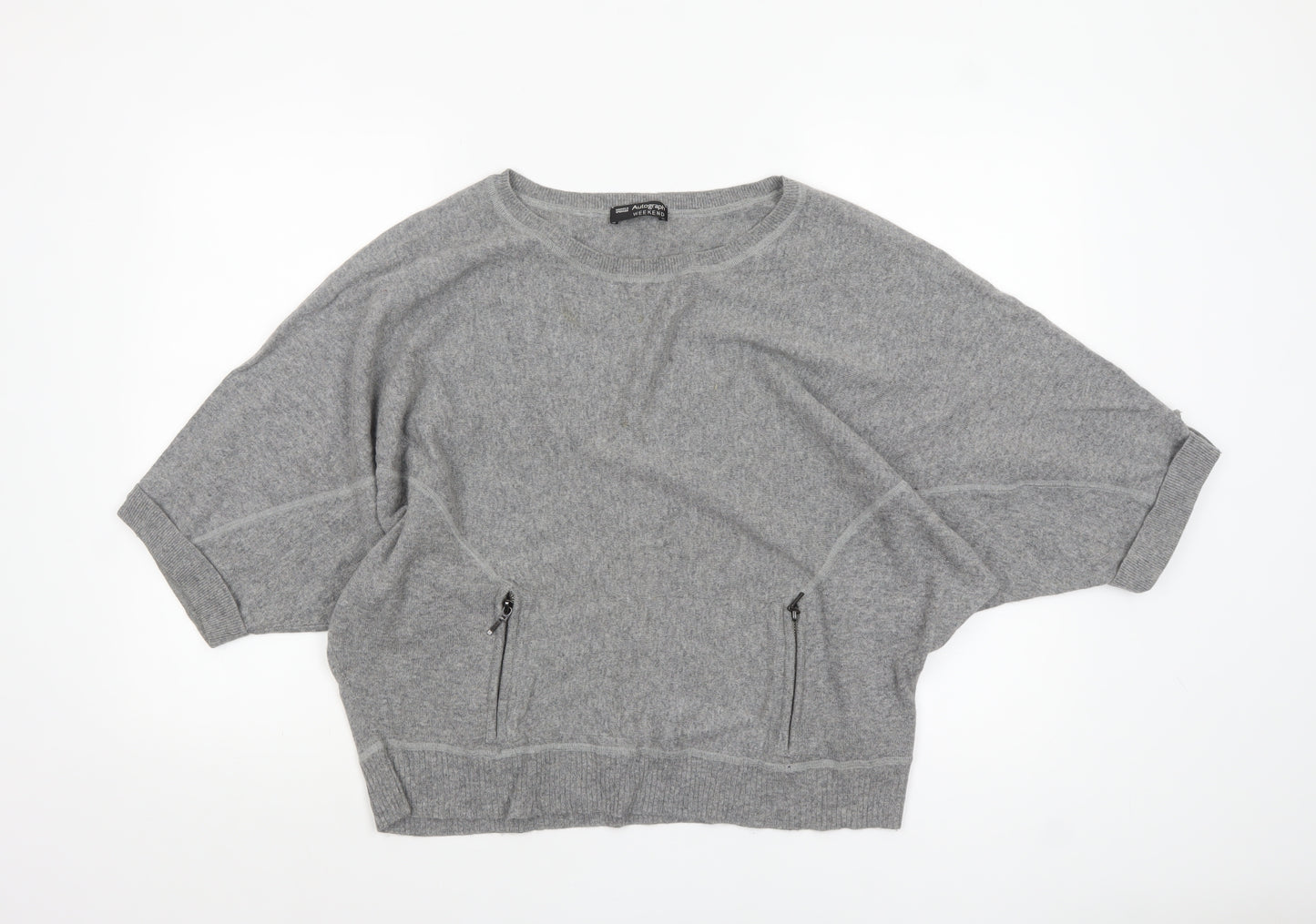 Marks and Spencer Women's Grey 3/4 Sleeve Knit Jumper Size 14