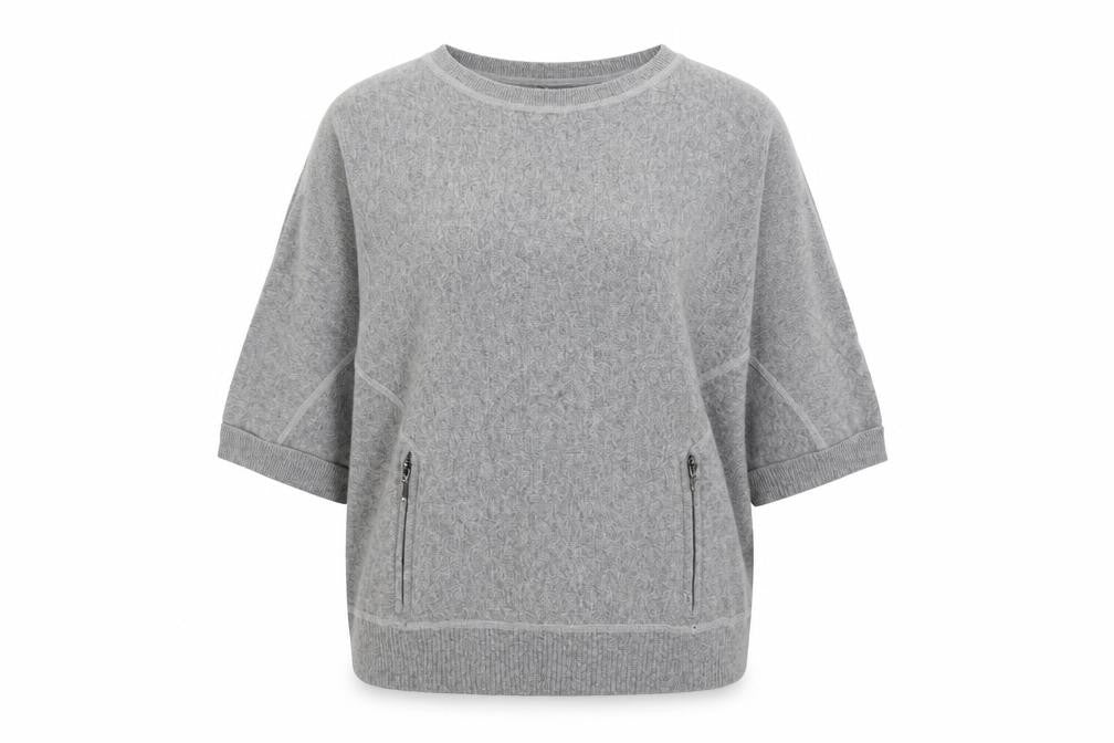 Front view of Marks & Spencer Women's Grey 3/4 Sleeve Knit Jumper, size 14